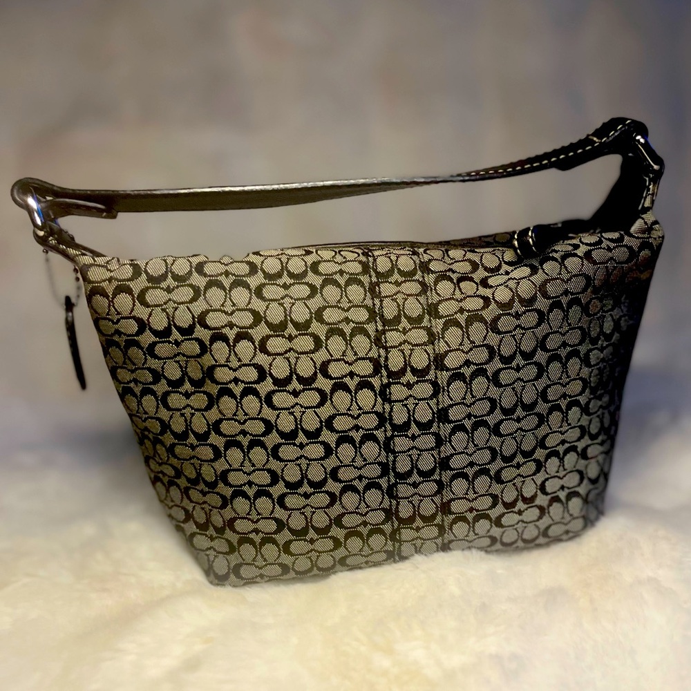 NWOT! Vintage Coach Signature “C” Mini Hobo Bag in Black/Grey - Picture 3 of 16